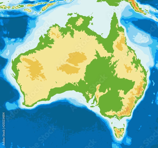 Fototapeta Australia physical map. No labels