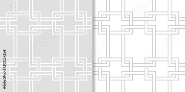 Fototapeta Light gray geometric ornaments. Set of seamless patterns