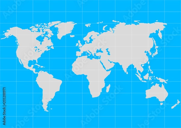 Obraz Vector World map with continent on a blue background