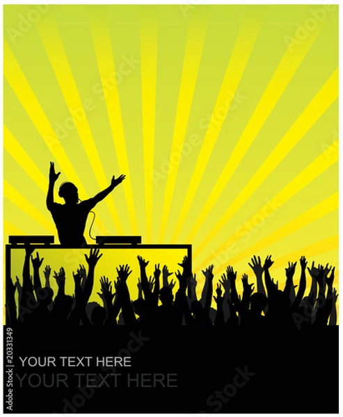 Obraz Dj cheering audience vector background