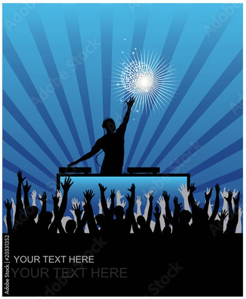 Obraz Dj cheering audience vector background