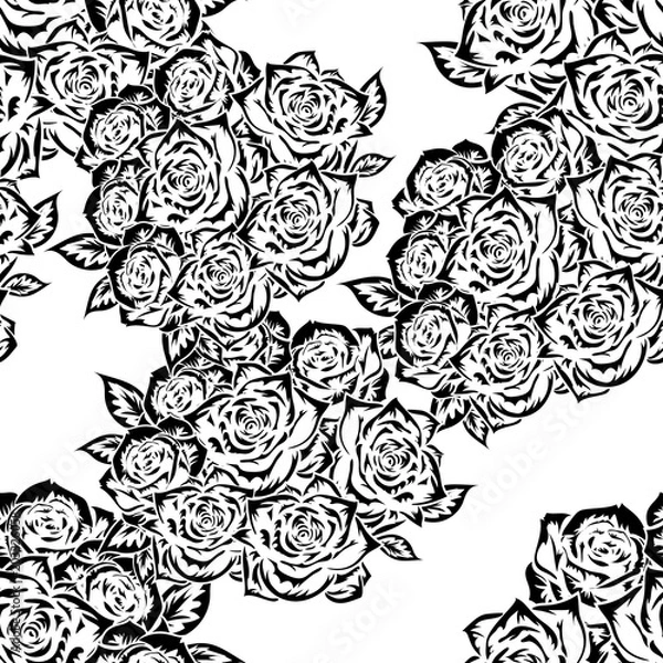 Fototapeta seamless monochrome pattern of flowers for greeting cards, background, price tags