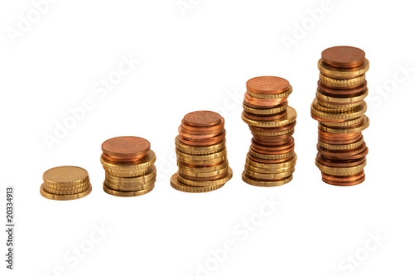 Obraz Fünf Stapel mit Euromünzen