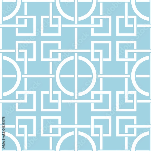 Fototapeta Pale blue geometric print. Seamless pattern