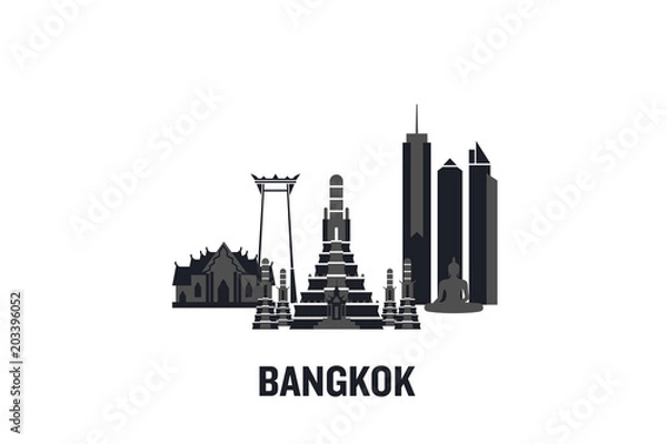 Fototapeta Minimalist illustration of Bangkok principal buildings. Flat vector design.