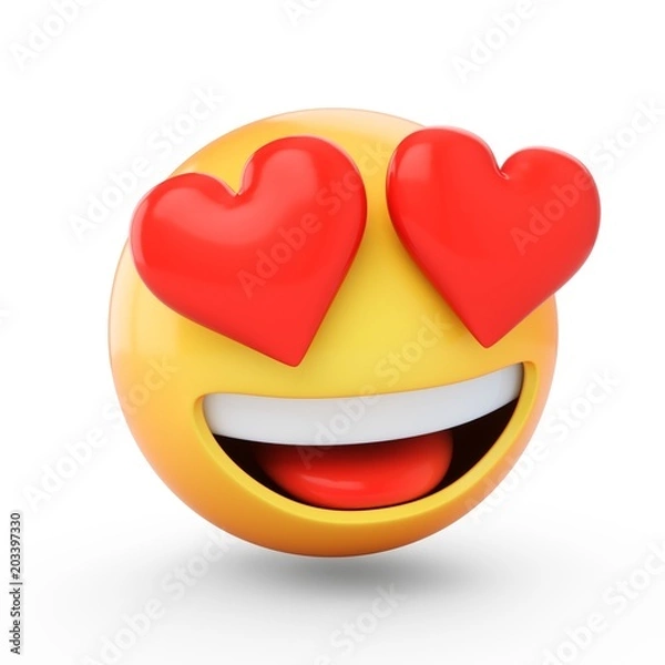 Obraz Renderowania 3D zakochuje się emoji na białym tle