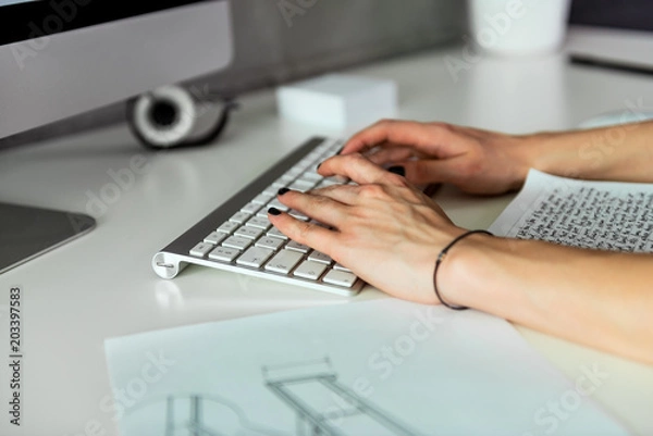 Fototapeta Typing on keyboard