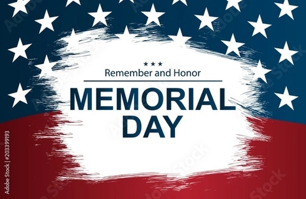 Obraz Vector illustration on USA National Memorial Day. USA flag as background.