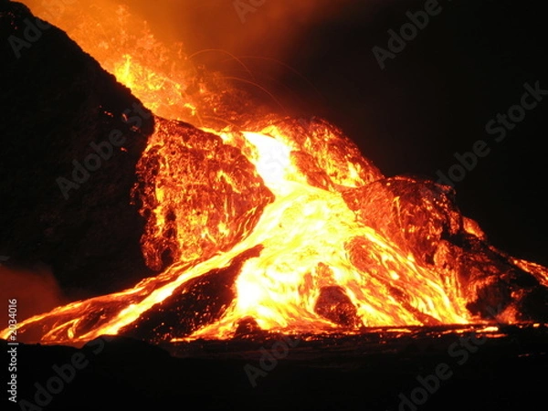 Obraz przepływ stopionej lawy