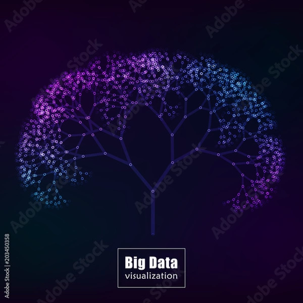 Fototapeta Wizualizacja Big Data. świecące drzewo wektor