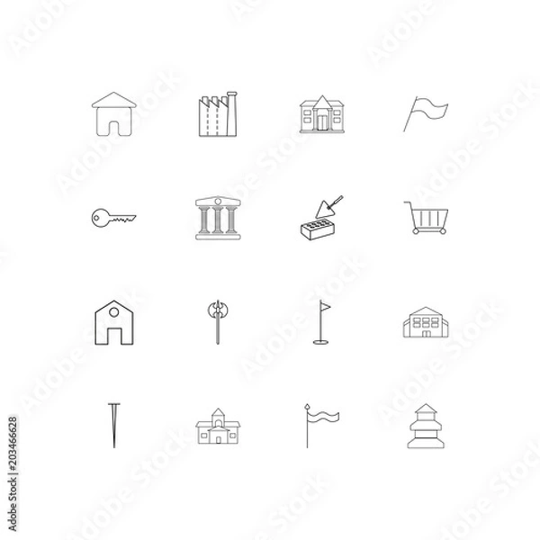 Fototapeta Buildings And Constructions linear thin icons set. Outlined simple vector icons