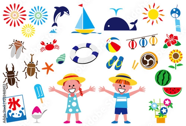 Fototapeta 夏休み　イラストセット