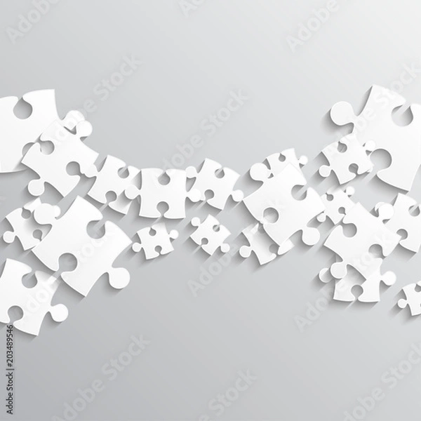 Fototapeta Background White Paper Puzzle. Puzzle Banner.