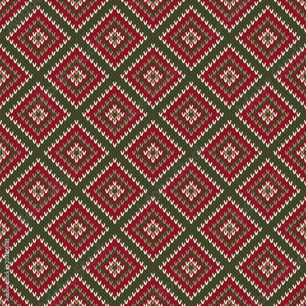 Fototapeta Abstract Seamless Knitting Pattern. Christmas Sweater Design. Wool Knit Texture Imitation