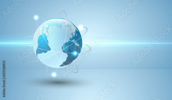 Obraz Globe with orbits and glowing