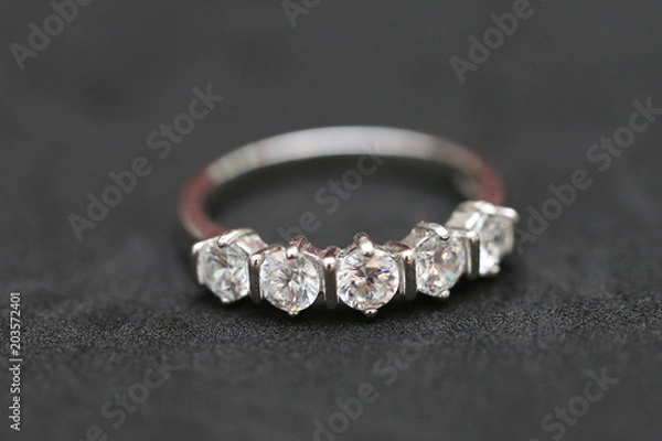 Obraz Diamond ring on black background