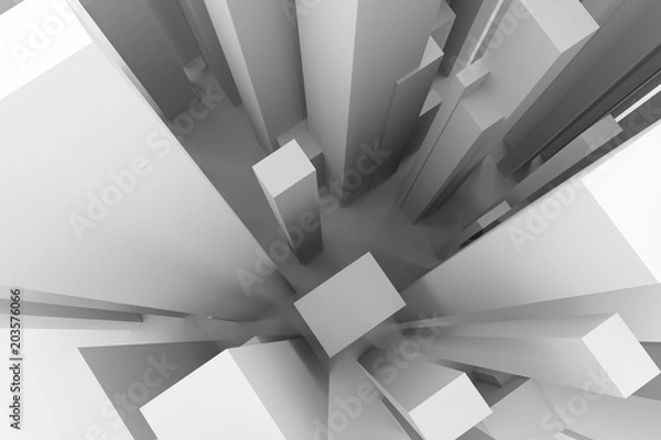 Obraz Abstract modern pillar style soft white & gray background. Generative, blur, black & perspectives.