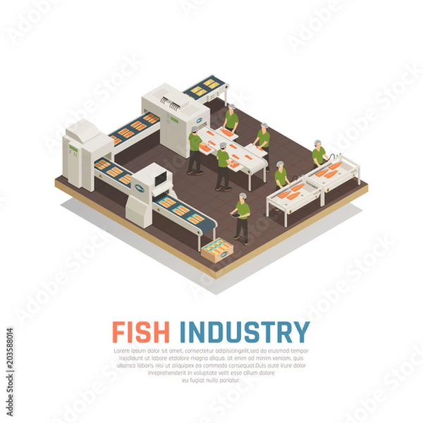 Obraz Fish Factory Isometric Background