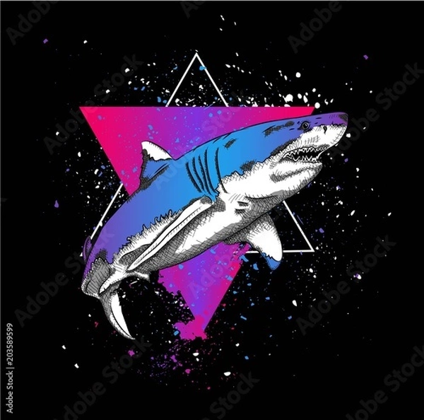 Obraz shark in a triangle. abstract drawing. vector illustration.