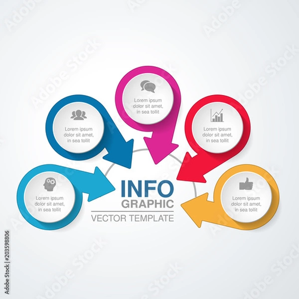 Fototapeta Vector infographic template for diagram, graph, presentation, chart, business concept with 5 options.
