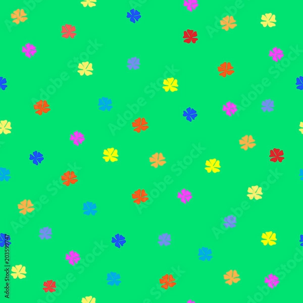 Fototapeta Simple vector seamless pattern. Flowers on a green background. 