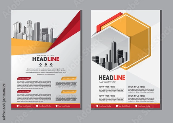 Fototapeta Business abstract vector template. Brochure design, cover modern layout, annual report, poster, flyer in A4 with colorful triangles, geometric shapes for tech, science, market with light background