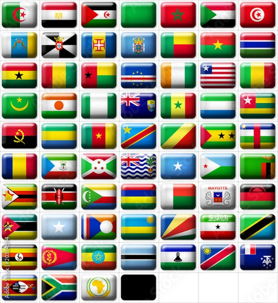 Obraz 66 flags icons (buttons) of Africa 599x457 pixels