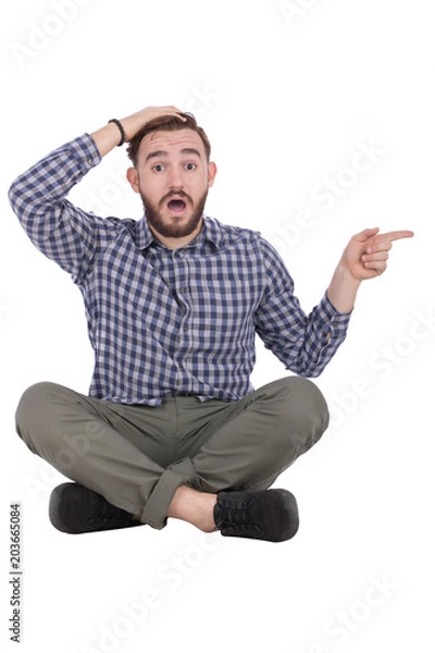 Fototapeta shocked man pointing