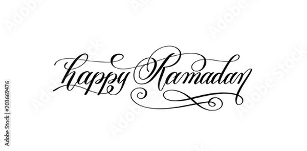 Fototapeta happy ramadan hand lettering calligraphy text