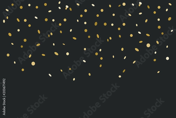 Fototapeta Golden confetti isolated on black background