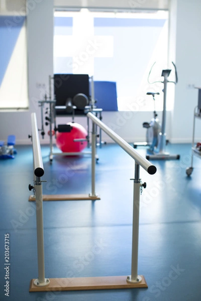 Obraz Physiotherapy room. Parallel rehabilitation bars.