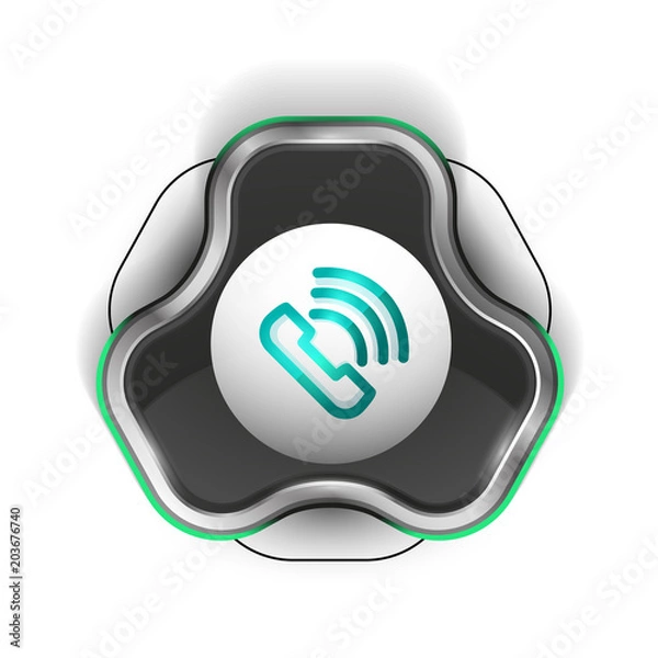 Fototapeta Old fashioned phone button, call center support icon