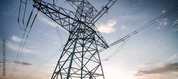 Obraz high voltage power line is on the background of the blue sky