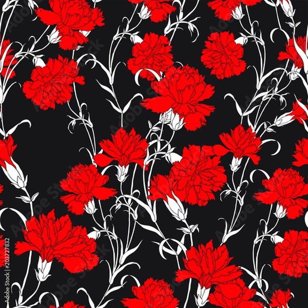 Fototapeta Elegance Seamless pattern with flowers carnations