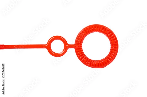 Fototapeta Blue soap bubble wand isolated on white background