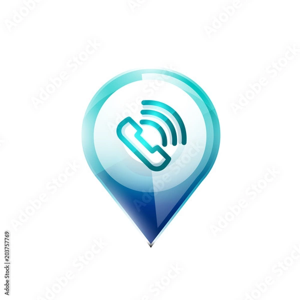 Obraz Phone button, call support idea, vector illustration