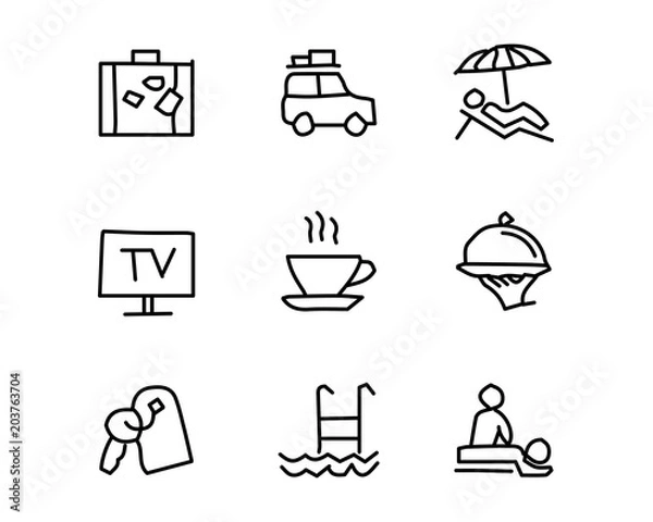Fototapeta travel hand drawn icon set design illustration, hand drawn style design, designed web and app