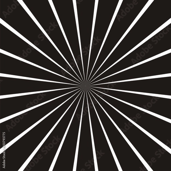 Fototapeta Abstract circular geometric shape. Black and white sun rays, beams element. Sunburst, starburst pattern. 