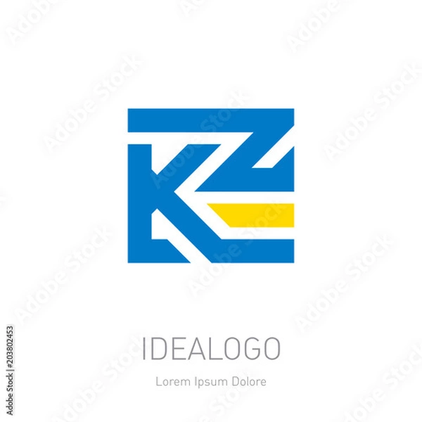 Fototapeta K and Z - Vector design element or icon. KZ initial logo. Z and K initial monogram logotype.