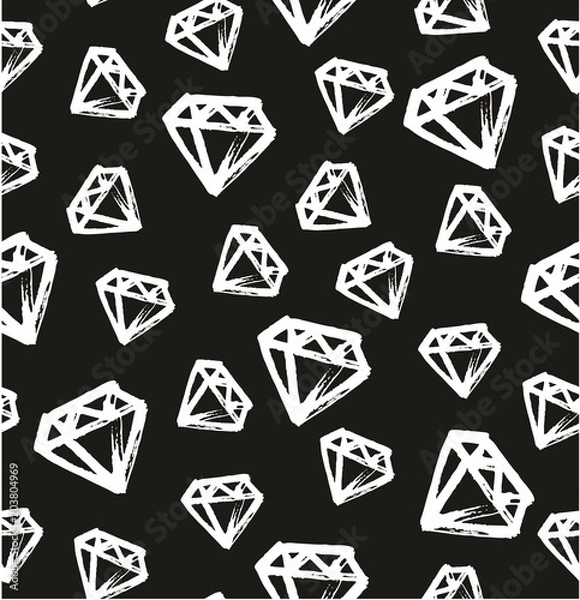 Fototapeta Pen Diamond Seamless Pattern & Background Freehand Set 01
