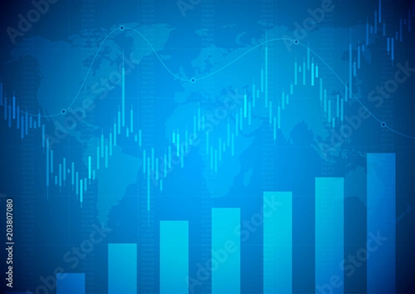 Fototapeta Financial data graph chart, vector illustration. Abstract background with graph chart finance. Business concept.