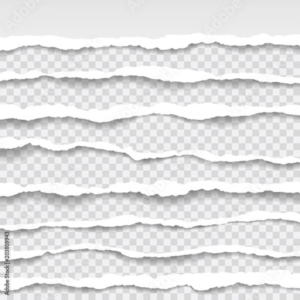 Fototapeta torn paper edges, seamless horizontally texture, vector isolated in space for advertising, banner of web page, border and header, print concept of illustration