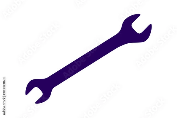Obraz Vector dark blue double open ended wrench spanner on white background