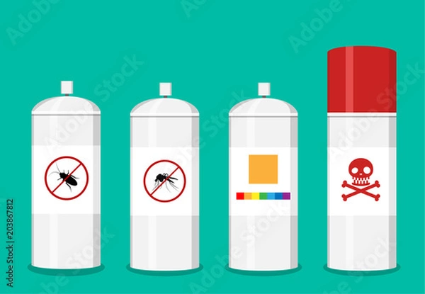 Fototapeta Set of spray can in flat vector art