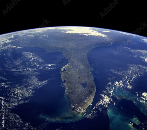 Fototapeta Widok satelitarny Florydy, Stany Zjednoczone. Elementy tego zdjęcia dostarczone przez NASA