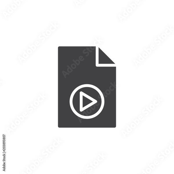 Fototapeta Media File vector icon. filled flat sign for mobile concept and web design. Video file play simple solid icon. Symbol, logo illustration. Pixel perfect vector graphics