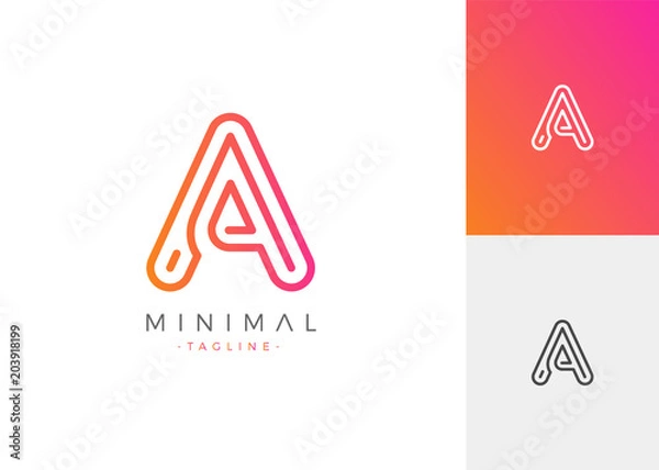Fototapeta Minimal Line Letter Initial A Logo Design Template. Vector Logo Illustration