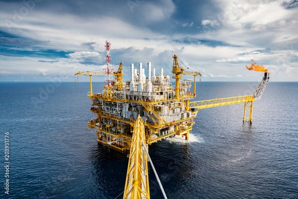 Obraz Offshore oil and gas  platform with beautiful sky in the gulf of Thailand.