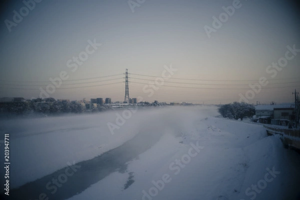 Obraz 東京都日野市の朝焼けと雪景色　その２