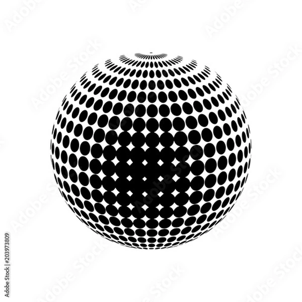Fototapeta Abstract halftone 3d sphere design, Halftone ball, Halftone graphic vector concept
